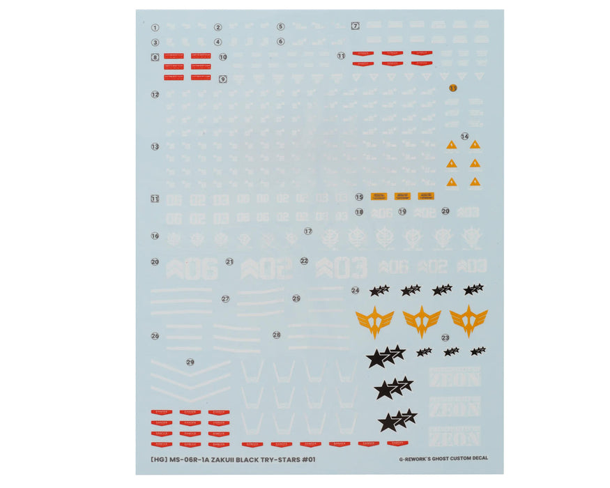 GUNPRIMER CD-H152 G-Rework HG MS-06R-1A Zaku II Black Tri-Stars Gundam Waterslide Decal