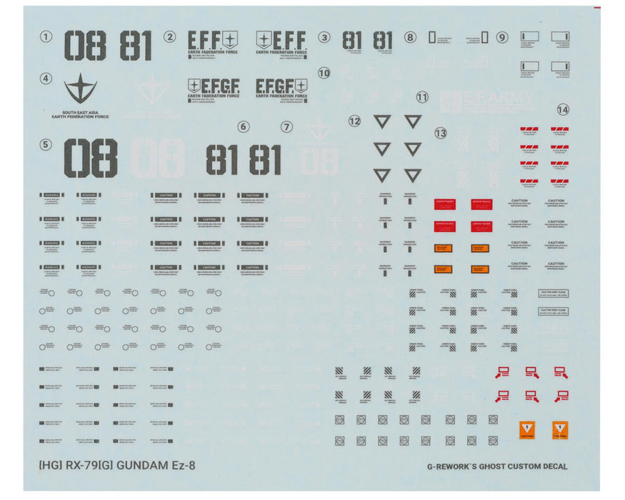 GUNPRIMER CD-H155 G-Rework HG RX-79[G]Ez-8 Gundam Waterslide Decal Sheet