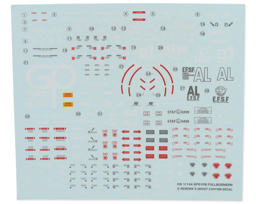 GUNPRIMER CD-H18 G-Rework HG GP01Fb Full Burnern Gundam Waterslide Decal Sheet