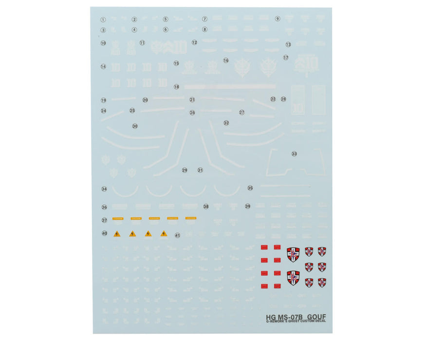 GUNPRIMER CD-H196 G-Rework HG MS-07B Gouf Gundam Waterslide Decal Sheet