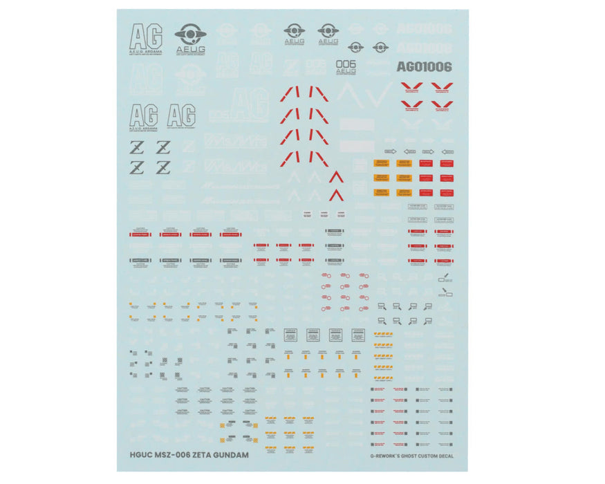 GUNPRIMER CD-H203 G-Rework HG MSZ-006 Zeta Gundam Waterslide Decal Sheet