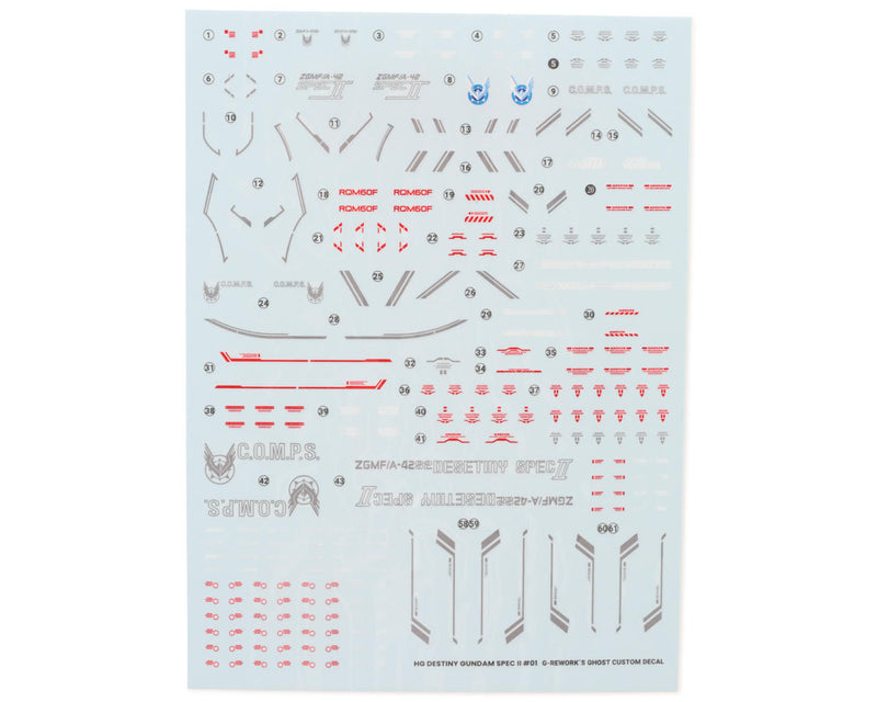 GUNPRIMER CD-H224 G-Rework HG Seed Destiny Spec II Gundam Waterslide Decal Sheets (3 Pack)