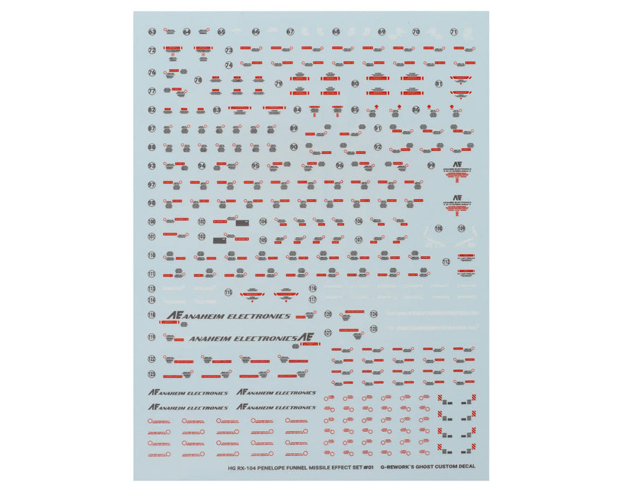 GUNPRIMER CD-H229 G-Rework HG RX-104FF Penelope Gundam Waterslide Decal Sheets (2 Pack)