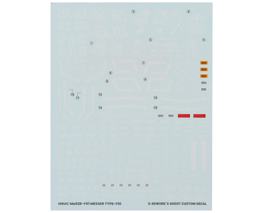 GUNPRIMER CD-H233 G-Rework HG Messer Type-F01 Gundam Waterslide Decal Sheet