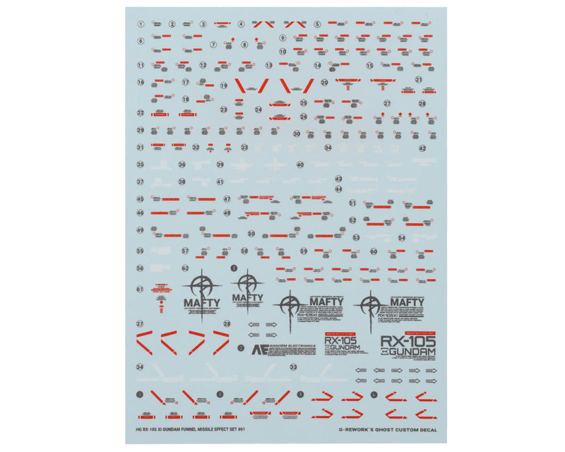 GUNPRIMER CD-H238 G-Rework HG RX-105 Xi Gundam Waterslide Decal Sheets