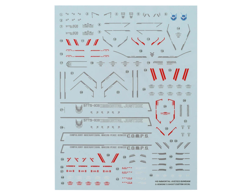 GUNPRIMER CD-H244 G-Rework HG Immortal Justice Gundam Waterslide Decal Sheets