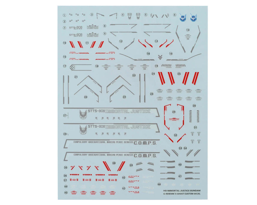 GUNPRIMER CD-H244 G-Rework HG Immortal Justice Gundam Waterslide Decal Sheets