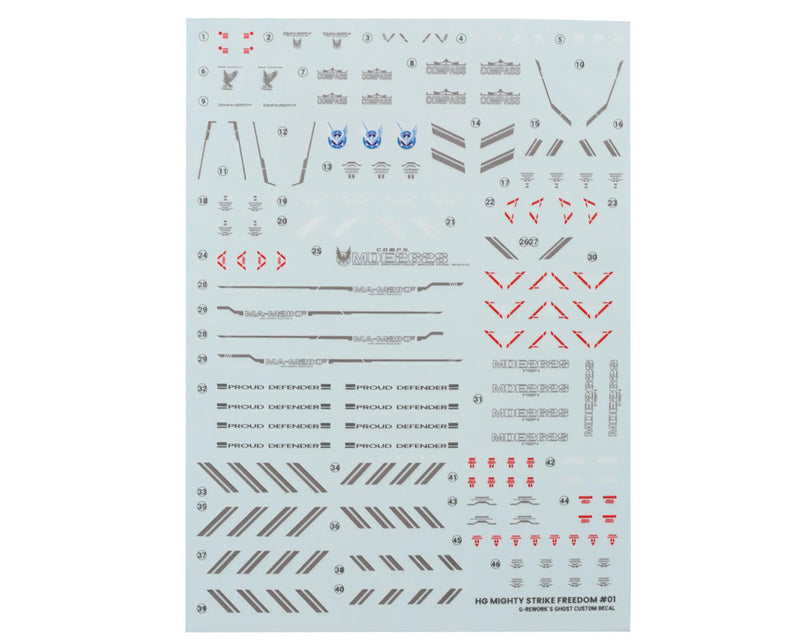 GUNPRIMER CD-H250 G-Rework HG Mighty Strike Freedom Gundam Waterslide Decal Sheets