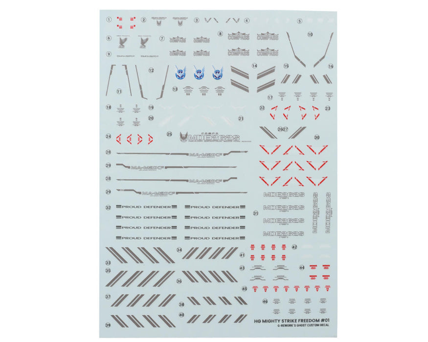 GUNPRIMER CD-H250 G-Rework HG Mighty Strike Freedom Gundam Waterslide Decal Sheets