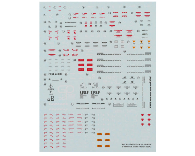 GUNPRIMER CD-H66 G-Rework HG RX-78GP02A Physalis Gundam Waterslide Decal Sheet