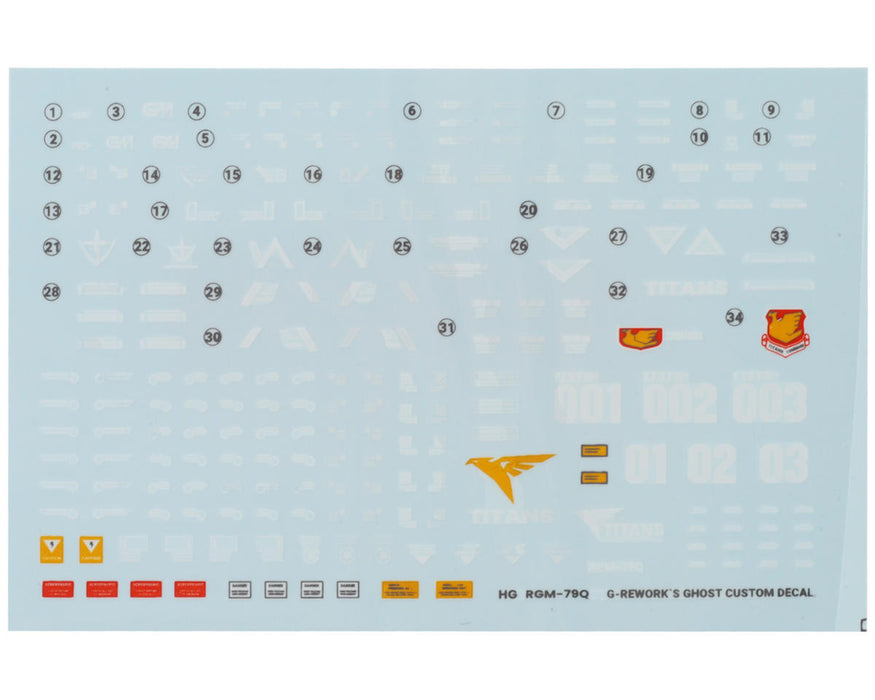 GUNPRIMER CD-H74 G-Rework HG RGM-79Q GM Quel Gundam Waterslide Decal Sheet