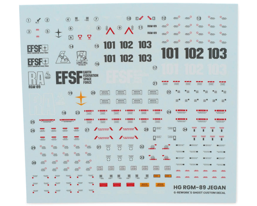 GUNPRIMER CD-H97 G-Rework HG RGM-89 Jegan Gundam Waterslide Decal Sheet