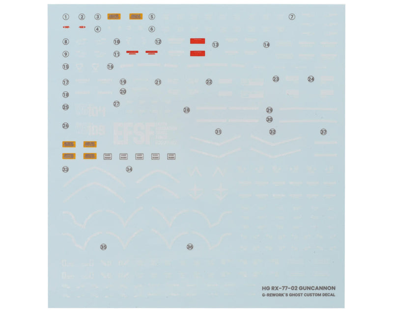 GUNPRIMER CD-HCU01 G-Rework HG RX-77-02 Guncannon Gundam Waterslide Decal Sheet
