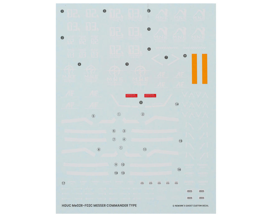 GUNPRIMER CD-HL-F02 G-Rework HG Me02R-F02c Messer Type-F02c Gundam Waterslide Decal Sheet