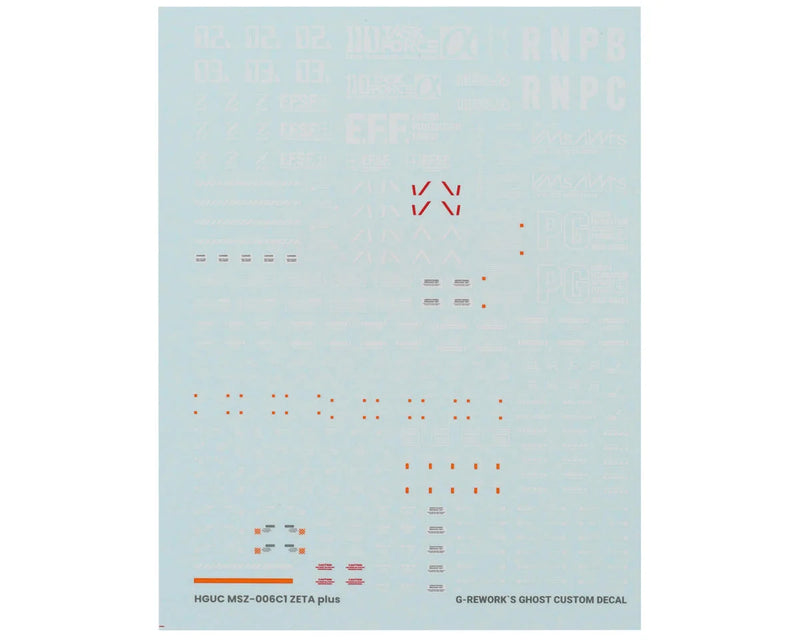 GUNPRIMER CD-HL-ZC1 G-Rework HG MSZ-006C1/A1 Zeta Plus Gundam Waterslide Decal Sheet
