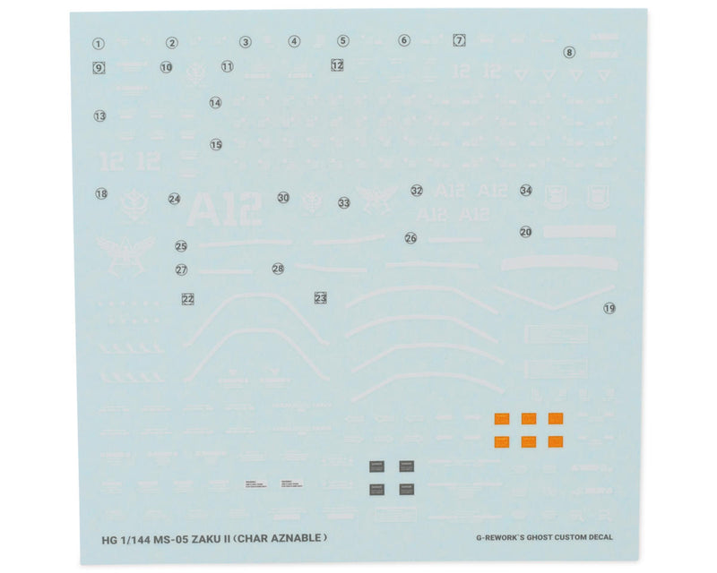 GUNPRIMER CD-HO-01 G-Rework HG Origin MS-06S Zaku II Gundam Waterslide Decal Sheet