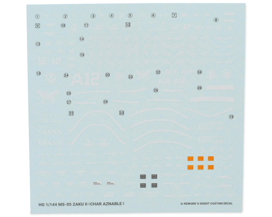 GUNPRIMER CD-HO-01 G-Rework HG Origin MS-06S Zaku II Gundam Waterslide Decal Sheet