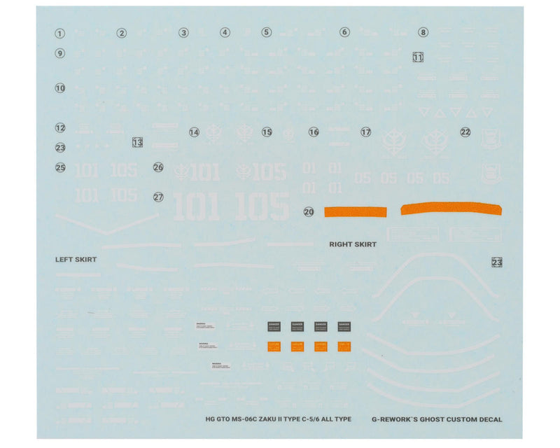 GUNPRIMER CD-HO-25 G-Rework HG MS-06C-6/R6 Zaku II Gundam Waterslide Decal Sheet