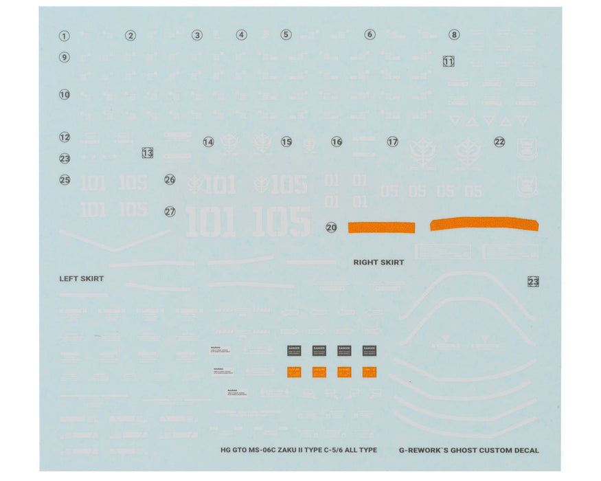 GUNPRIMER CD-HO-25 G-Rework HG MS-06C-6/R6 Zaku II Gundam Waterslide Decal Sheet