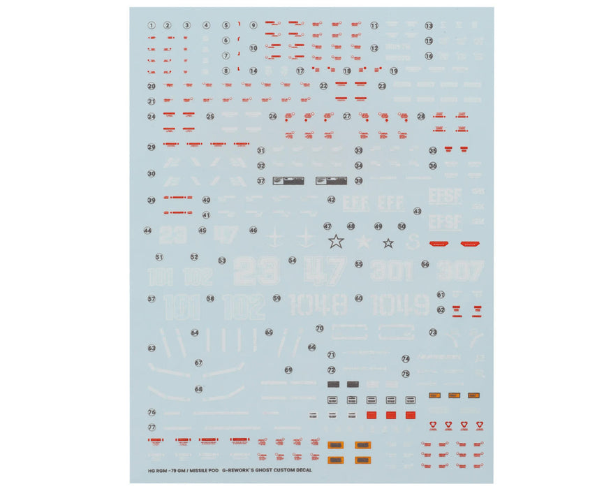 GUNPRIMER CD-HO27 G-Rework HG RGM-79 GM Gundam Waterslide Decal Sheet