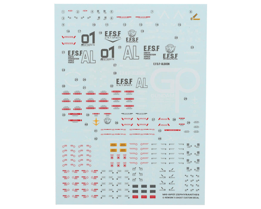 GUNPRIMER CD-M10 G-Rework MG GP01 Zephyranthes Gundam Waterslide Decal Set