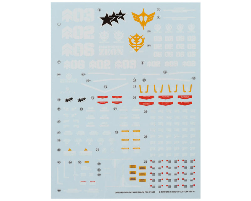 GUNPRIMER CD-M103 G-Rework MG MS-06R-1A Zaku II Black Tri-Stars Gundam Waterslide Decal