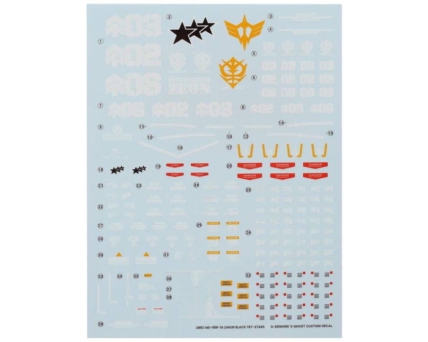 GUNPRIMER CD-M103 G-Rework MG MS-06R-1A Zaku II Black Tri-Stars Gundam Waterslide Decal