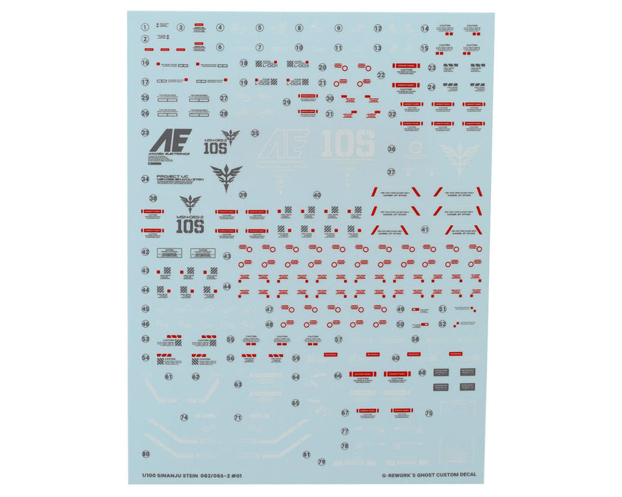 GUNPRIMER CD-M165 G-Rework MG MSN-06S/062 Sinanju Stein Gundam Waterslide Decal Sheets