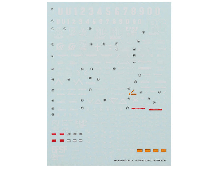 GUNPRIMER CD-M168 G-Rework MG RGM-96X Jesta Gundam Waterslide Decal Sheet