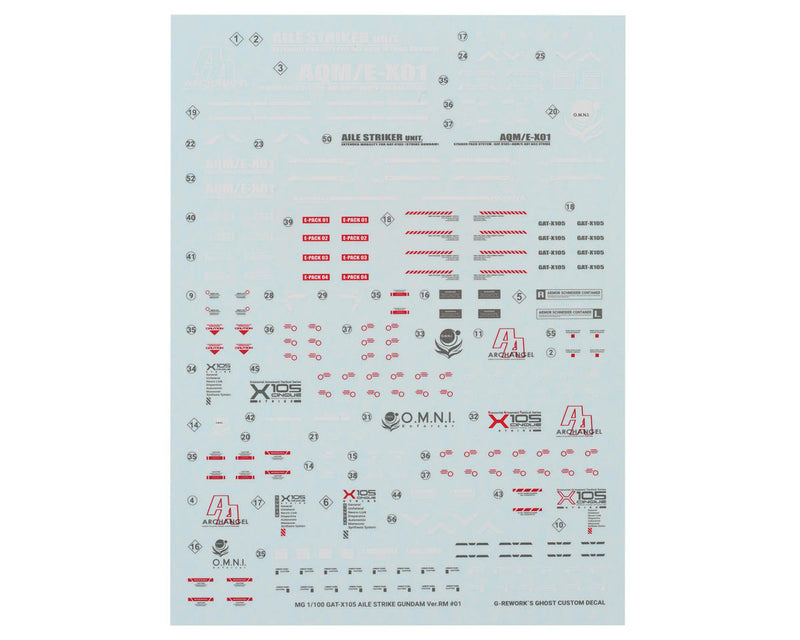 GUNPRIMER CD-M169 G-Rework MG GAT-X105 Aile Strike Gundam Waterslide Decal Sheets