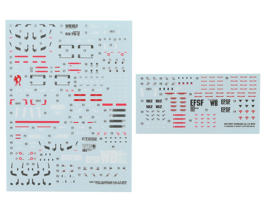 GUNPRIMER CD-M172 G-Rework MG 1/100 RX-78-2 Gundam Waterslide Decal Sheets