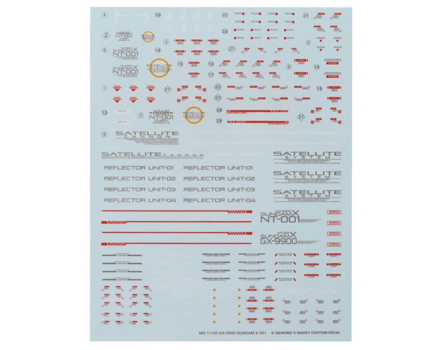 GUNPRIMER CD-M177 G-Rework MG GX-9900 Gundam X Gundam Waterslide Decal Sheets