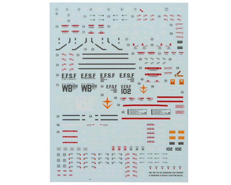 GUNPRIMER CD-M190 G-Rework MG RX-78-02 Gundam Waterslide Decal Sheet