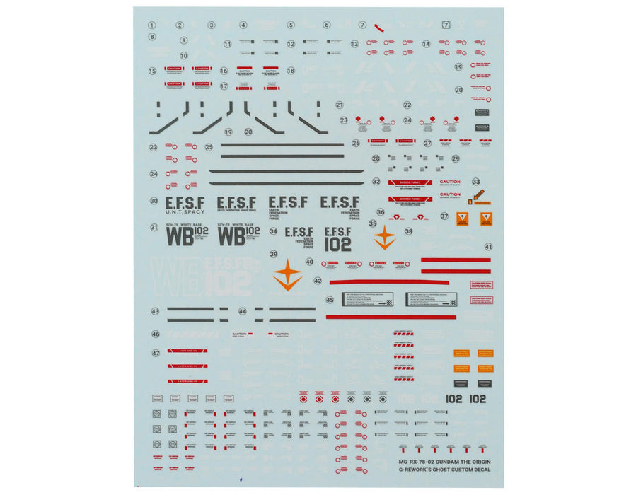 GUNPRIMER CD-M190 G-Rework MG RX-78-02 Gundam Waterslide Decal Sheet