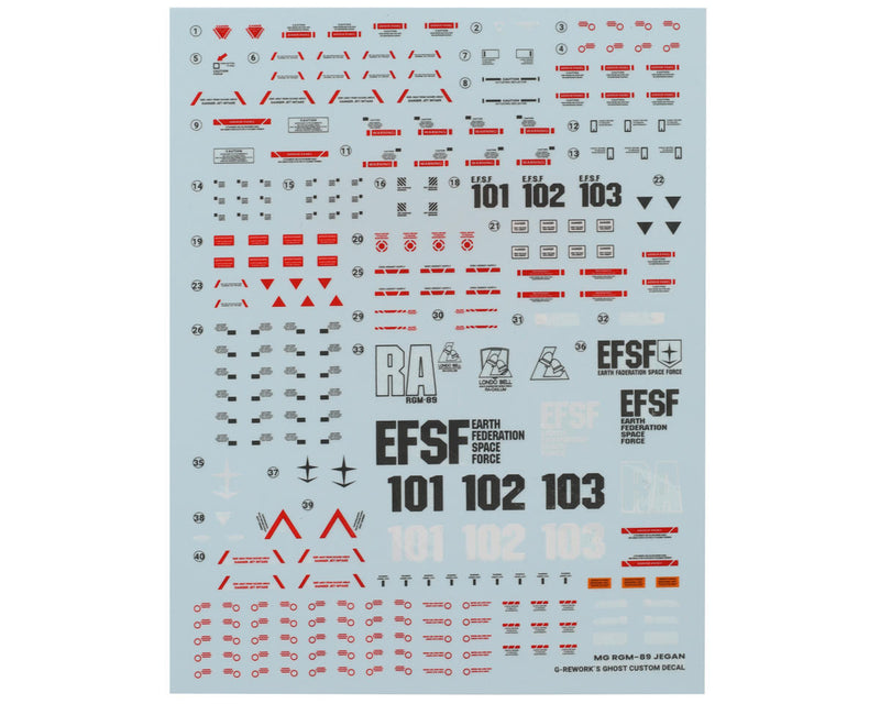 GUNPRIMER CD-M204 G-Rework MG RGM-89 Jegan Gundam Waterslide Decal Sheet
