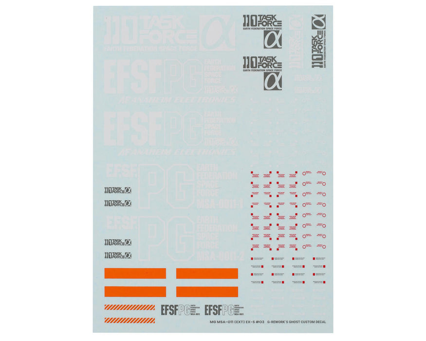 GUNPRIMER CD-M209 G-Rework MG MSA-001 EXT EX-S Gundam Waterslide Decal Sheets