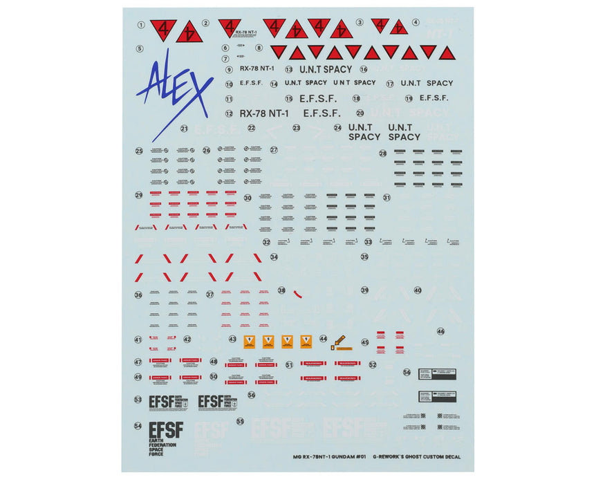GUNPRIMER CD-M210 G-Rework MG RX-78NT-1 Alex Gundam Waterslide Decal Sheets