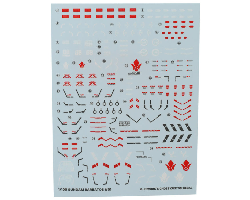 GUNPRIMER CD-M212 G-Rework MG ASW-G-08 Barbatos Gundam Waterslide Decal Sheets