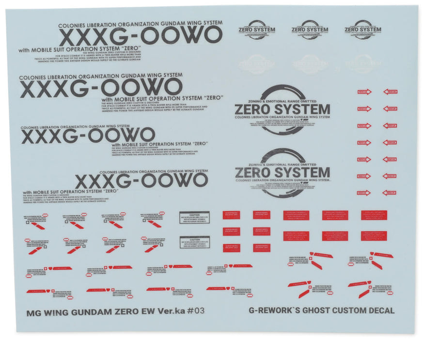 GUNPRIMER CD-M215 G-Rework MG Wing Zero EW Ver. Ka Gundam Waterslide Decal Sheets