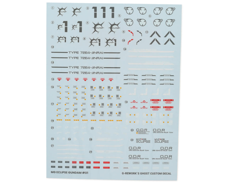 GUNPRIMER CD-M217 G-Rework MG Eclipse Gundam Waterslide Decal Sheets