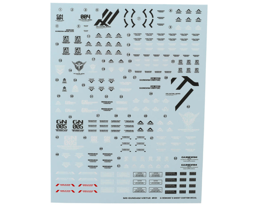 GUNPRIMER CD-M218 G-Rework MG GN-005 Virtue Gundam Waterslide Decal Sheets