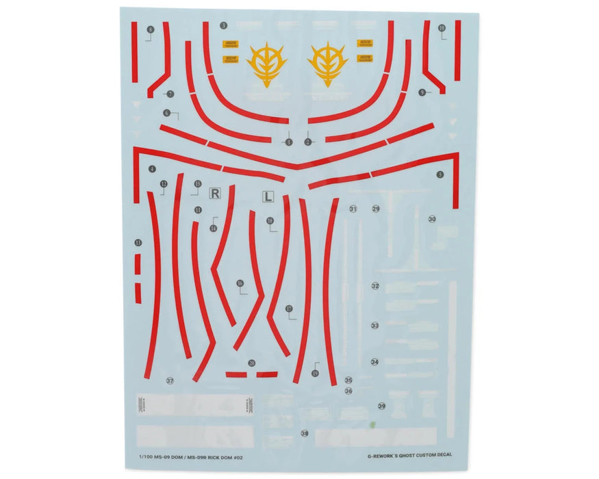 GUNPRIMER CD-M219-20 G-Rework MG MS-09 Dom/MS-09R Rick Dom Gundam Waterslide Decal Sheets