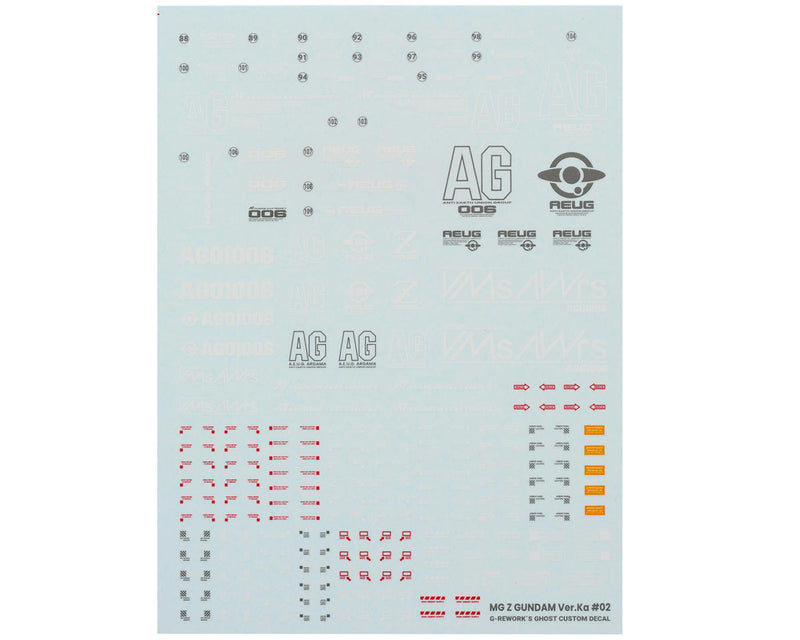 GUNPRIMER CD-M221 G-Rework MG MSZ-006 Z Zeta Gundam Waterslide Decal Sheets