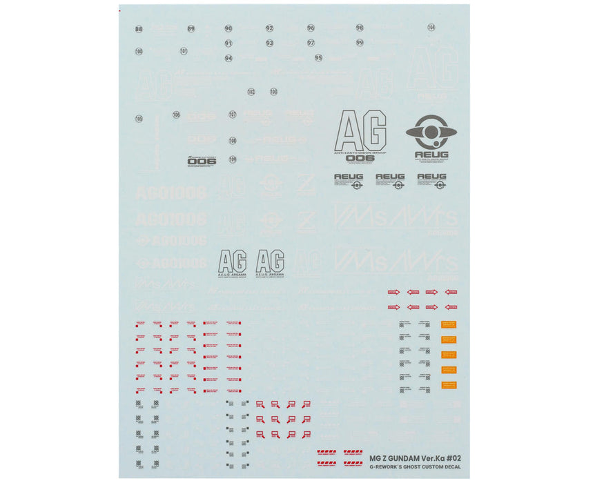 GUNPRIMER CD-M221 G-Rework MG MSZ-006 Z Zeta Gundam Waterslide Decal Sheets