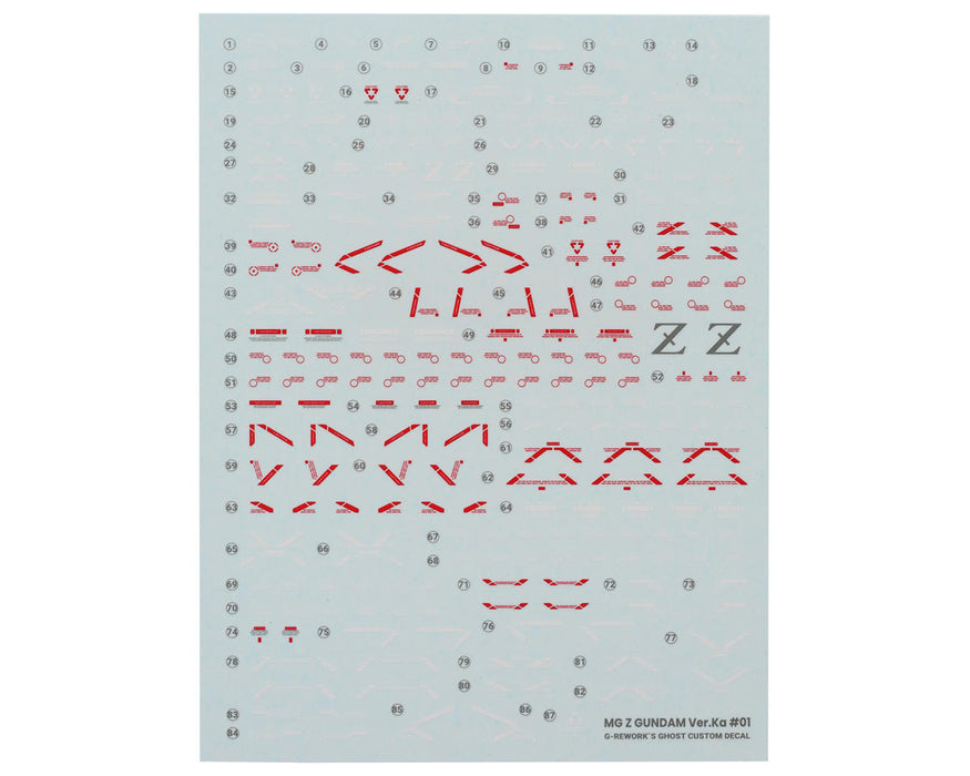 GUNPRIMER CD-M221 G-Rework MG MSZ-006 Z Zeta Gundam Waterslide Decal Sheets