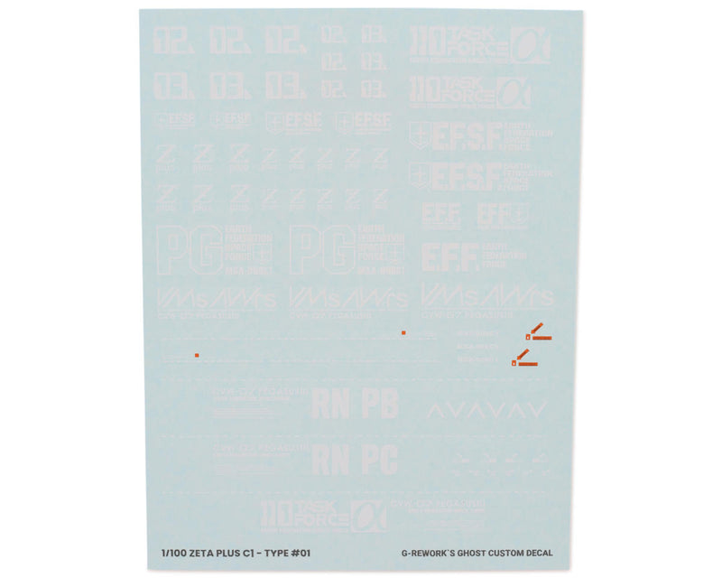 GUNPRIMER CD-M46 G-Rework MG MSZ-006C1 Zeta Plus C1 Gundam Waterslide Decal Sheets