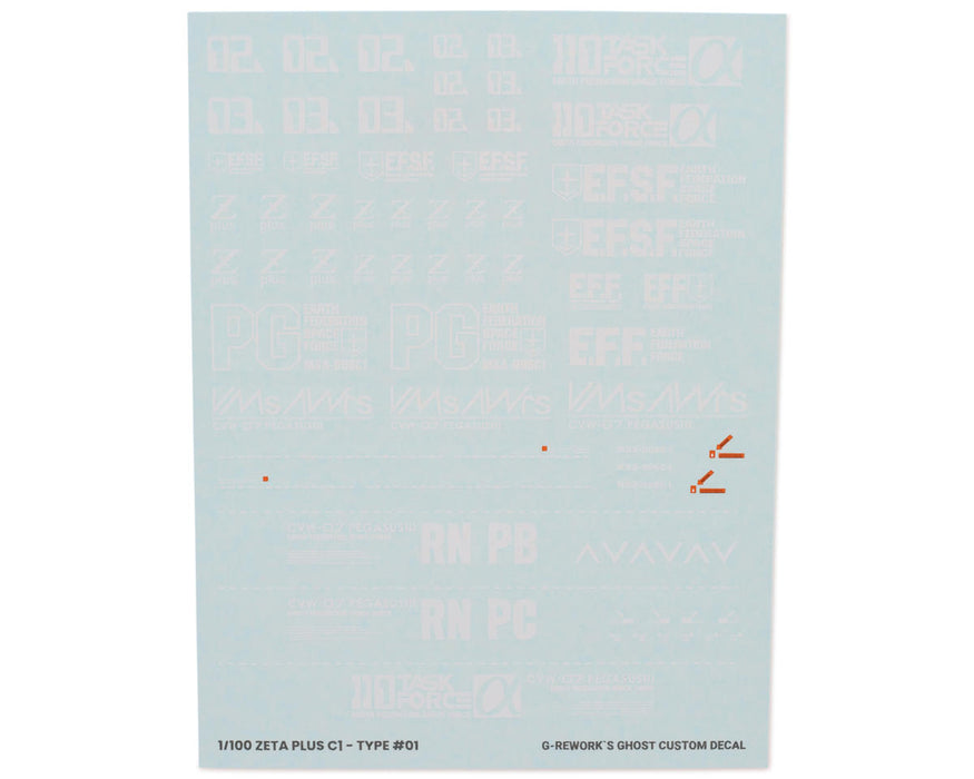 GUNPRIMER CD-M46 G-Rework MG MSZ-006C1 Zeta Plus C1 Gundam Waterslide Decal Sheets