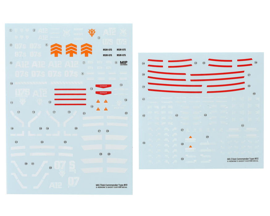 GUNPRIMER CD-M66 G-Rework MG 1/100 Z'Gok Commander Type Waterslide Decal Sheets