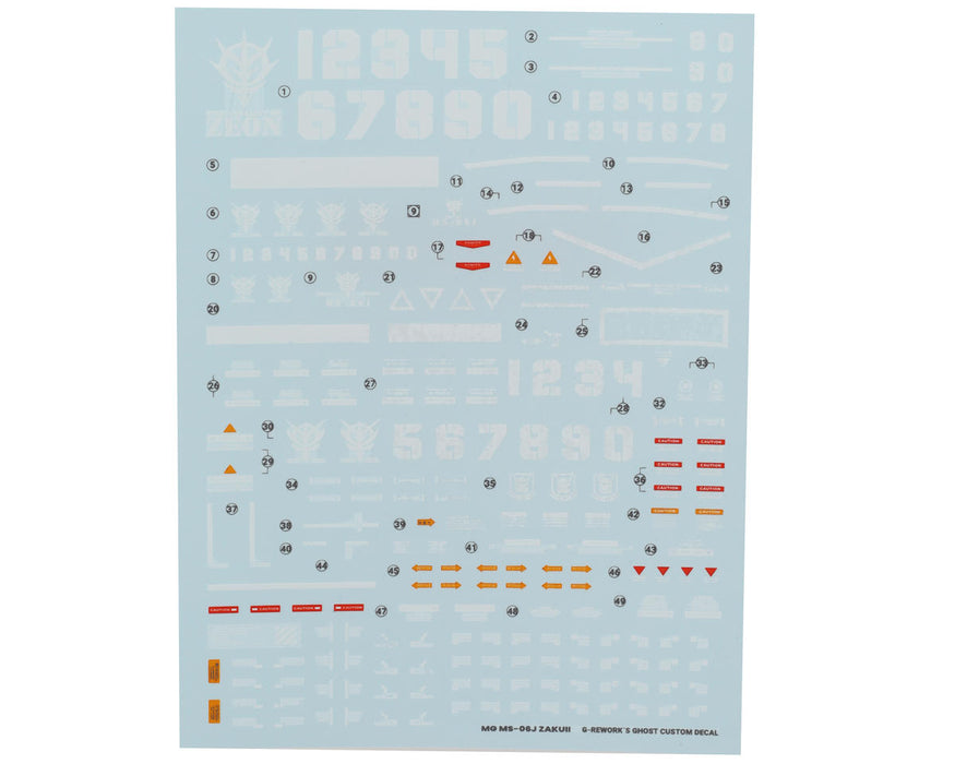 GUNPRIMER CD-M97 G-Rework MG MS-06S Zaku II Gundam Waterslide Decal Sheet (Version 2.0)