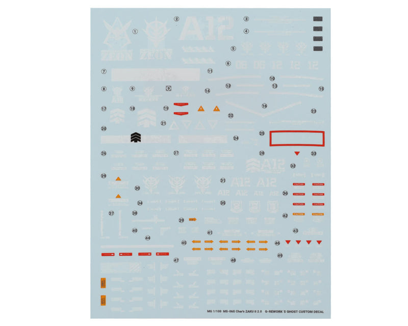 GUNPRIMER CD-M98 G-Rework MG Zaku II Char's Custom Gundam Waterslide Decal Sheet